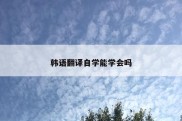 韩语翻译自学能学会吗